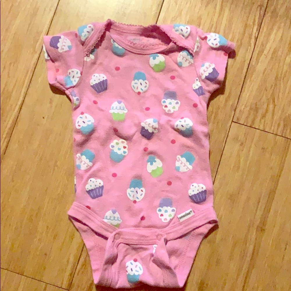 Pink cupcake onesie